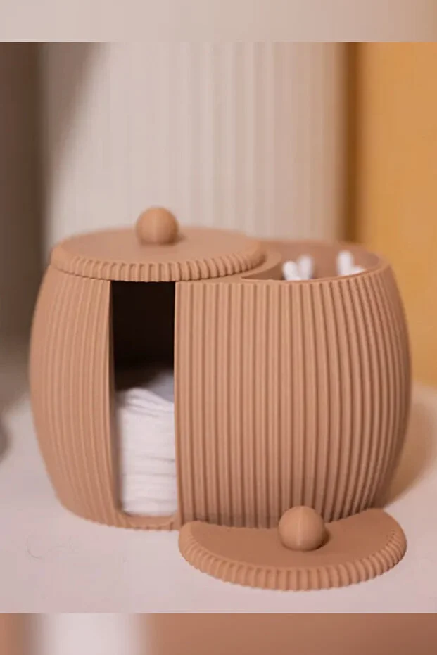 Çift Bölmeli Pamuk & Kulak Çubuğu Düzenleyici | Cotton Pad & Cotton Swab Holder